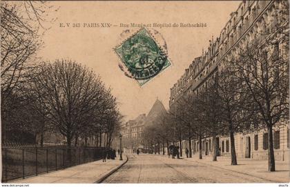 CPA PARIS 19e - Rue Manin et Hopital de Rothschild (142907)