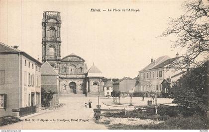 etival clairefontaine , vosges * la place de l'abbaye * villageois