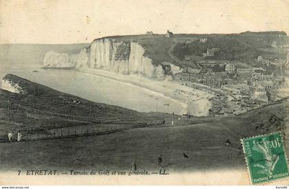 étretat * terrain du golf et vue générale * golfeur link links sport sports