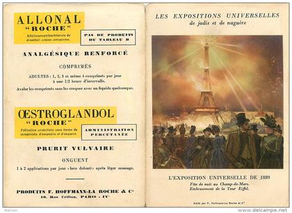 -gd format -ref M25- carte souple 2 volets - les  expositions universelles -de jadis et naguere -exposition de 1889-