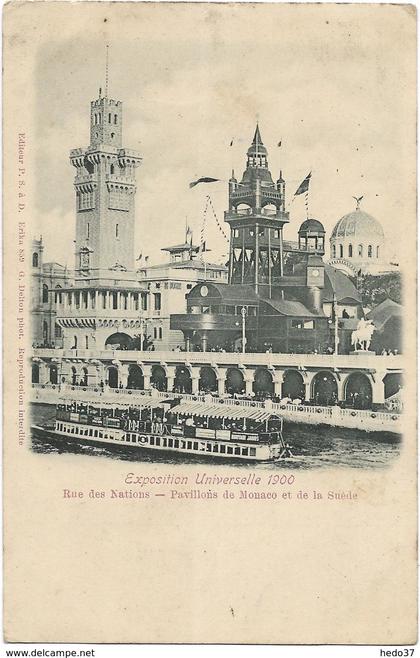 Paris - Expositions Universelles 1900 - Rue des Nations - Pavillons de Monaco et de la Suède