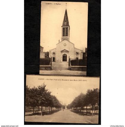 93 - GAGNY (Seine Sant Denis) - Lot de 2 Cartes Postales - Eglise - Place Foch
