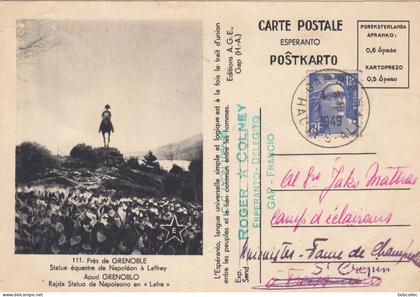 GAP (Hautes-Alpes): Carte Postale ESPERANTO (Statue équestre de Napoléon à Laffrey près Grenoble)