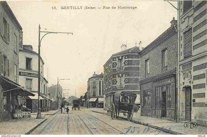 Carte Postale Ancienne - 94 - Gentilly - Rue de Montrouge - Animée - CPA - Voyagée en 1913 - Voir Scans Recto-Verso