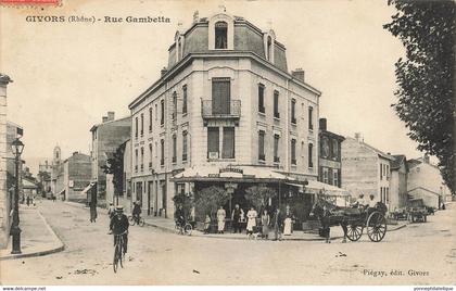 69 - RHÔNE - GIVORS - rue Gambetta - animation devant café-restaurant des sports  - 10261
