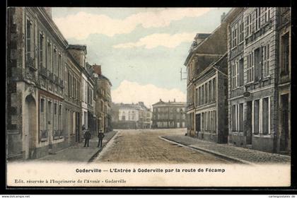 CPA Goderville, L`Entrée à Goderville par la route de Fécamp
