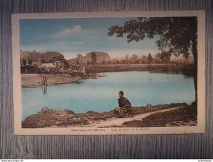 cpa Gournay sur marne(93)café au bord de la marne