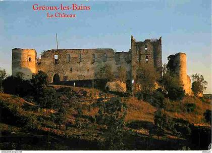 Carte Postale - 04 - Gréoux les Bains - Le Château des Templiers - Coucher de Soleil - Flamme Postale de Gréoux les Bain