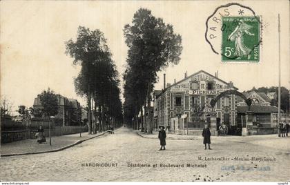 CPA Hardricourt Distillerie et boulevard Michelet