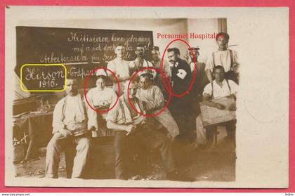 Hirson Aisne Carte photo - Ecole en Hopital de guerre Allemand - Salle de classe en rééducation / Guerre de 1914-18.