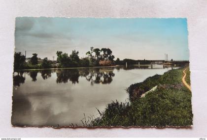 Cpsm 1964, Houilles, bord de la Seine et pont du chemin de fer, Yvelines 78