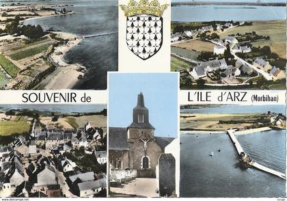 CPSM Souvenir de l'Ile d'Arz vues multiples Blason
