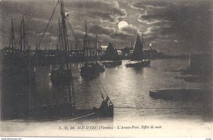 CPA Ile D'Yeu l'Avant-Port Effet de nuit