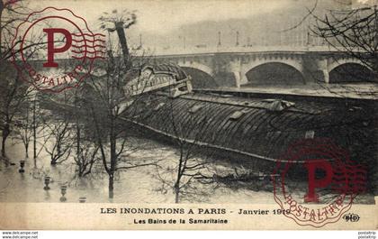 LES INONDATIOS A PARIS JANVIER 1919 LES BAINS DE LA SAMARITAINE  Francia France Frankrijk