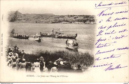 Istres - la Joute sur l'Etang de l'olivier - bateau - CPA