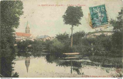 91 - La Ferté Alais - L'Eglise et l'Essonne - CPA - Voir Scans Recto-Verso