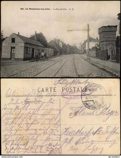 CPA La Madeleine La Rue de Lille 1918