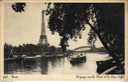 CPA Paris Et Ses Merveilles Paysage vers la Seine et la Tour Eiffel