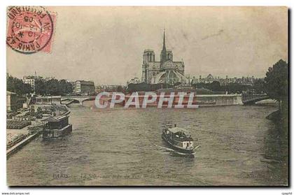CPA Paris la Seine Notre Dame Bateau Peniche