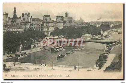 CPA Paris Panorama sur la Seine et l'Hotel de Ville