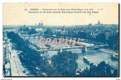 CPA Paris Panorama sur la Seine vers Notre Dame et la Cite
