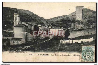 La turbie CPA La tour d'Auguste et l'eglise