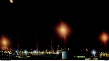 CPSM Lacq La nuit Societe nationale des petroles d'aquitaine oil gaz