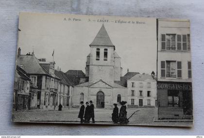 Lagny, l'église et la mairie, Seine et Marne 77