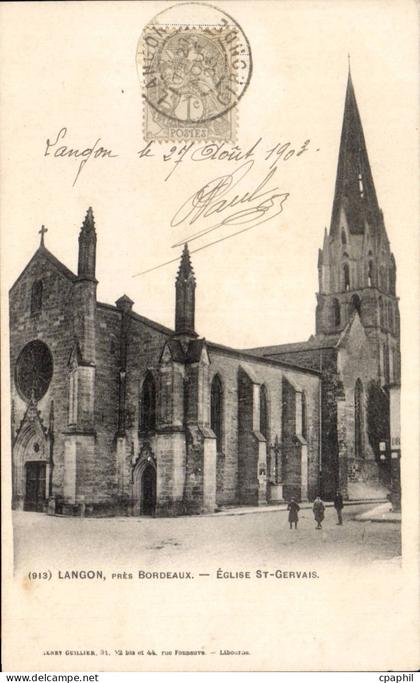 CPA Langon pres Bordeaux Eglise St Gervais