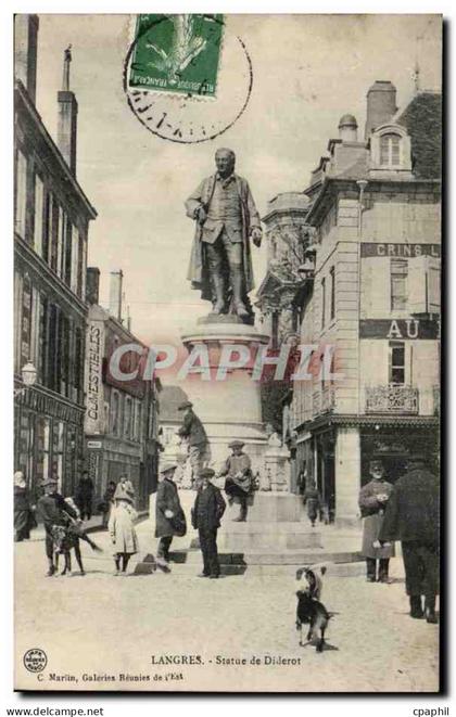 CPA Langres Statue de Diderot