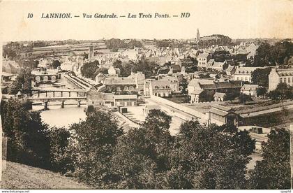 CPA Lannion - Vue Generale - Les trois Ponts