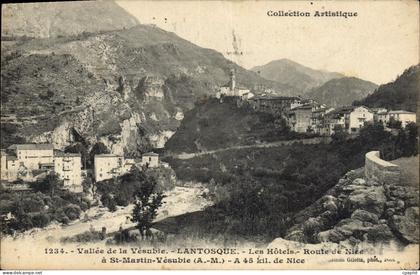 CPA Lantosque les Hotels Route De Nice A Saint Martin Vesubie