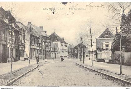 62 laventie rue des clinques cpa carte animée animation cachet laventie 1907