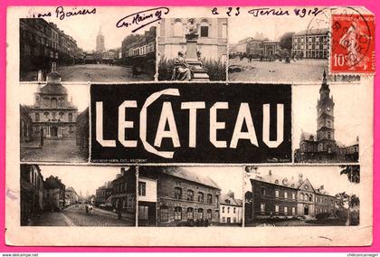 Le Cateau - Multivues - Statue - Eglise - Animée - Edit. LAFFINEUR SAMIN - 1912 - Oblit. TOURNAI DOORNIJK - LE CATEAU