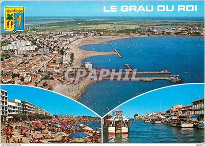 CPM Le Grau du Roi Gard Vue aerienne La plage de la rive gauche Le Canal