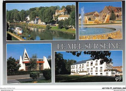 ADTP10-77-0849 - LE MEE-SUR-SEINE - Les bords de seine - Le square et la ferme marché - Marais - L'église - La mairie