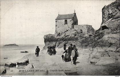CPA Le Mont St Michel Chapelle Saint Aubert