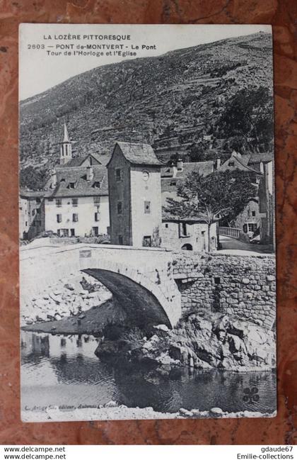 PONT-DE-MONTVERT (48) - LE PONT, TOUR DE L'HORLOGE ET L'EGLISE