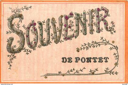 le pontet * souvenir de la commune * cpa pailletée