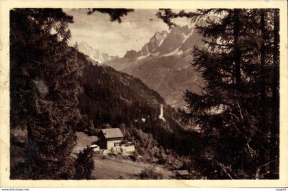 CPA Les Houches Le Christ Roi Du Mont Blanc Coupeau