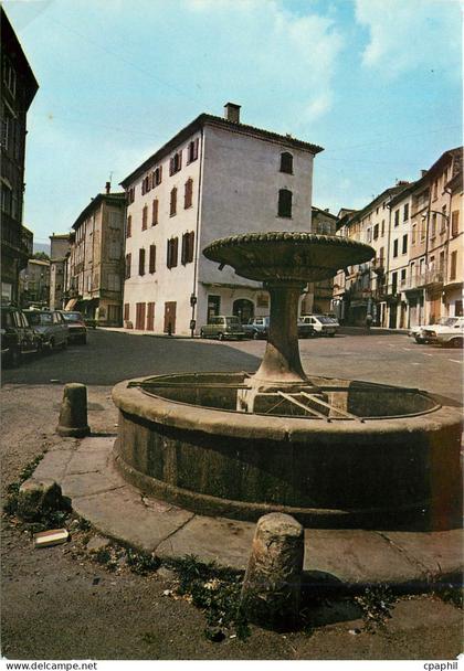 CPM Les Vans Fontaine et Place du Marche