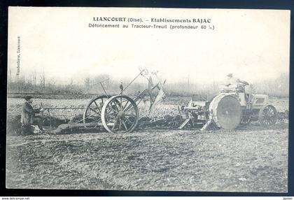 cpa du 60  Liancourt Etablissement Bajac -- defoncement au Tracteur - Treuil LZ84