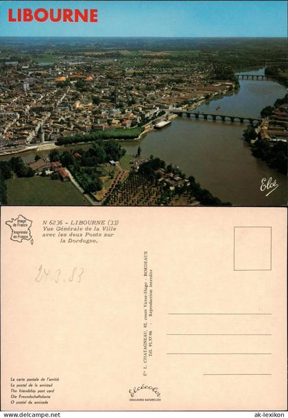 CPA Libourne Libourne - Gesamtansicht mit zwei Brücken 1980