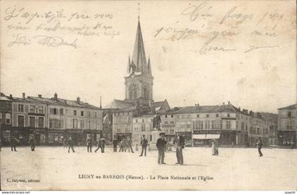 Ligny en Barrois - La Place Nationale et l'Eglise CPA