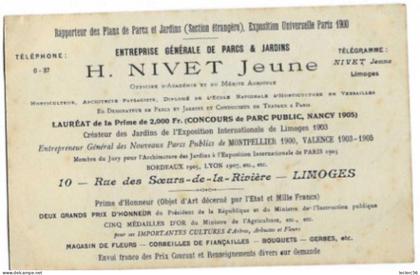 87 LIMOGES H. NIVET JEUNE PARCS ET JARDINS - AU RECTO : VALENCE SUR RHONE PARC JOUVET CPA