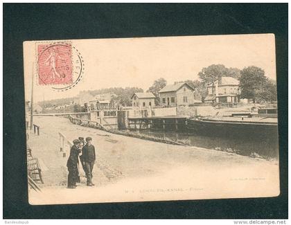 Longueil Annel (60) - Ecluse  ( animée batellerie peniche cliché Benoit )