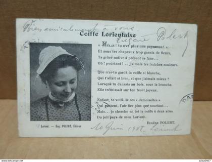 LORIENT (56) Coiffe Lorientaise femme correspondance autographe Eugène Polert