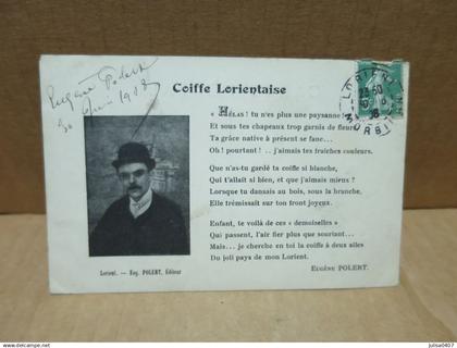 LORIENT (56) Coiffe Lorientaise homme correspondance autographe Eugène Polert