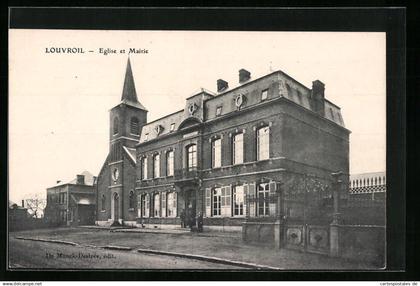 CPA Louvroil, Eglise et Mairie