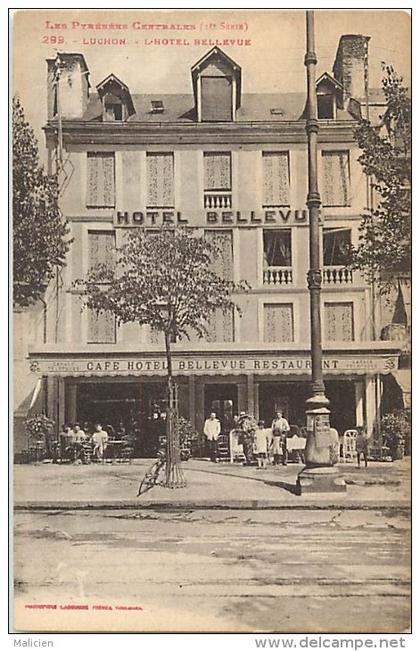 - haute garonne - ref 643 - luchon - l hotel bellevue - cafe hotel restaurant  - carte bon etat -